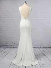 Trumpet/Mermaid Scoop Neck Satin Chiffon Sweep Train Wedding Dress